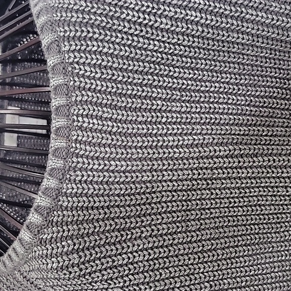 CHICO'S Silver Metallic Cotton Sweater Size Large - Picture 2 of 9